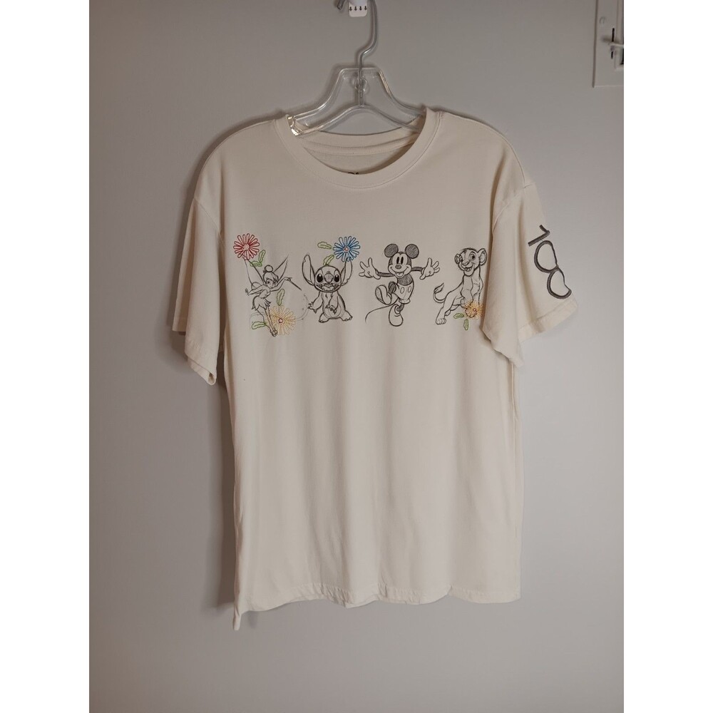 Disney 100 Year Anniversary  T-Shirt Cream Color Sz Medium